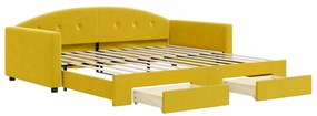 vidaXL Καναπές Κρεβάτι Συρόμεν. Κίτρινος 100x200εκ Βελούδινος Συρτάρια
