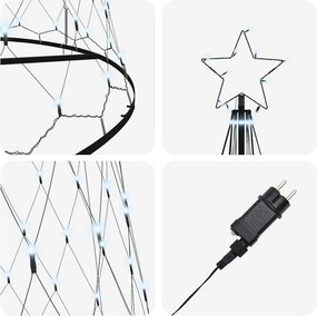 vidaXL LED Χριστουγεννιάτικο Δέντρο Κρύο Λευκό 500 cm Μέταλλο