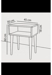 Κομοδίνο ArteLibre GANIRU Λευκό Μοριοσανίδα/Ξύλο 45x30x60cm