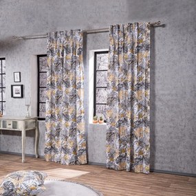 Κουρτίνα Frontera Grey-Gold Teoran 140X260 Βαμβάκι-Πολυέστερ