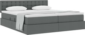 vidaXL Κρεβάτι Αποθήκης Σκούρο Γκρι 200 x 200 cm Τεχνητό Δέρμα