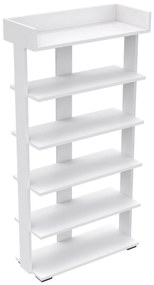 SHOE RACK RIBBER  MELAMINE IN WHITE COLOR 73x30x142Hcm.