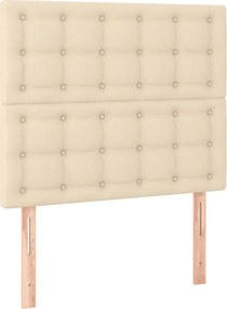 vidaXL Κρεβάτι Boxspring με Στρώμα &amp; LED Κρεμ 120x200 εκ. Υφασμάτινο