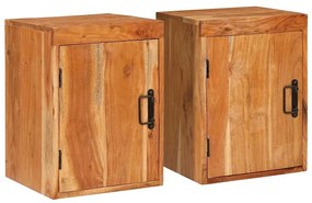 vidaXL Κομοδίνο 2 pcs Καφέ 35 x 33 x 48 εκ Σταθερό Ξύλο Ακακίας