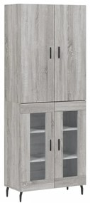 vidaXL Ντουλάπι Γκρι Sonoma 69,5 x 34 x 180 εκ. Επεξεργασμένο Ξύλο