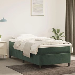Κρεβάτι Boxspring με Στρώμα Σκούρο Πράσινο 90x200 εκ. Βελούδινο