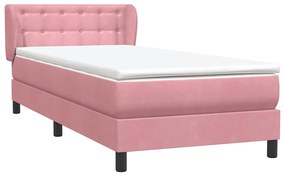 vidaXL Κρεβάτι Boxspring με Στρώμα Ροζ 80x220 εκ. Βελούδινο