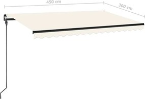 vidaXL Τέντα Συρόμενη Χειροκίνητη Κρεμ 450 x 300 εκ.