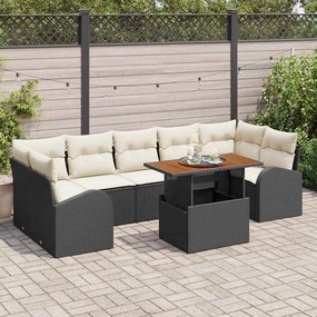 vidaXL Σετ Καναπέ Κήπου 8 pcs Μαύρο και κρεμ 100 x 55 x 73 εκ