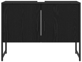 vidaXL Ντουλάπα Νιπτήρα Μπάνιου Μαύρης Δρυός 80x33x60 εκ. Μοριοσανίδες
