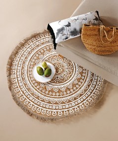 Χαλάκι Στρογγυλό Yute 235 Beige-White διαμετρος 120εκ. - Kentia