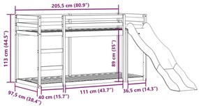 Κουκέτα με Τσουλήθρα/Σκάλα Λευκό 90x200 εκ. Μασίφ Ξύλο Πεύκου - Λευκό