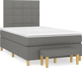 vidaXL Κρεβάτι Boxspring με Στρώμα Σκούρο Γκρι 120x200 εκ. Υφασμάτινο