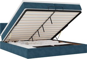 VidaXL Οθωμανικό κρεβάτι με στρώματα & LEDs Σκούρο μπλε Βελούδο