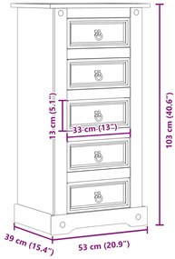 Κομοδίνο Corona 53x39x103 εκ. από Μασίφ Ξύλο Πεύκου - Καφέ