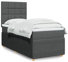 vidaXL Κρεβάτι Boxspring με Στρώμα Σκούρο Γκρι 100x200 εκ. Υφασμάτινο