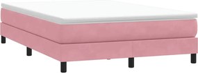 vidaXL Κρεβάτι Boxspring με Στρώμα Ροζ 140x210 εκ. Βελούδινο