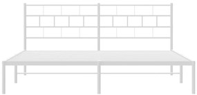 vidaXL Πλαίσιο Κρεβατιού με Κεφαλάρι Λευκό 200 x 200 εκ. Μεταλλικό