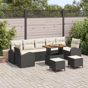 vidaXL Σετ Καναπέ Κήπου 10 pcs Μαύρο, Κρέμα 90 x 55 x 71 cm