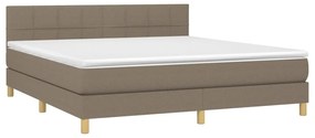 Κρεβάτι Boxspring με Στρώμα &amp; LED Taupe 180x200 εκ. Υφασμάτινο - Μπεζ-Γκρι