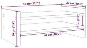 Βάση Οθόνης Γκρι Sonoma 50x27x20 εκ. από Επεξεργασμένο Ξύλο - Γκρι