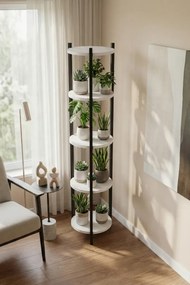 Stewehome 5 επιπέδων στρογγυλή μεταλλική ραφιέρα σαλονιού Μαύρο