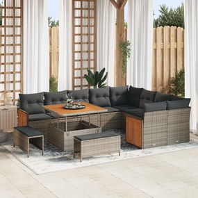 vidaXL Σετ Καναπέ Κήπου με μαξιλάρι 12 pcs Γκρι