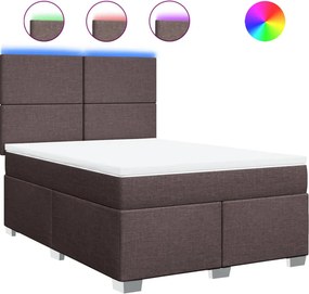 vidaXL Κρεβάτι Boxspring με Στρώμα Σκούρο Καφέ 140x200 εκ Υφασμάτινο