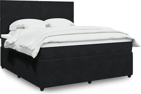 vidaXL Κρεβάτι Boxspring με Στρώμα Μαύρο 180x200 εκ. Βελούδινο