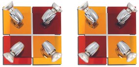 Φωτιστικό Οροφής - Σποτ GU1094J-4B (x2) Colours Spot Packet Chrome metal rotating spot with decorative red and yellow g - Γυαλί - 77-8864