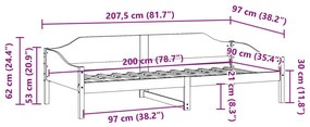 Σκελετός Κρεβατιού Χωρίς Στρώμα 90x200 εκ Μασίφ Ξύλο Πεύκου - Καφέ