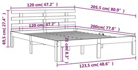 Σκελετός Κρεβ. Χωρίς Στρώμα Καφέ Κεριού 120x200 εκ Μασίφ Πεύκο - Καφέ