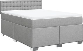 vidaXL Κρεβάτι Boxspring με Στρώμα Ανοιχτό Γκρι 140x200 εκ. Υφασμάτινο
