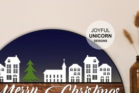 Intra απο ξύλο plywood 3mm-4mm πάχος -  κοπής με λέιζερ  Χριστουγεννιάτικη πινακίδα πόλης Δίασταση 30x17 cm INTRAFABR-36559846