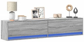 vidaXL Έπιπλο Τοίχου Τηλεόρασης με LED Γκρι Sonoma 180x31x38 εκ.