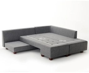 Πολυμορφικός καναπές-κρεβάτι αριστερή γωνία PWF-0156 με ύφασμα ανθρακί 206x282x85εκ - Ύφασμα - 071-000332