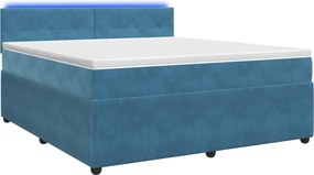 vidaXL Κρεβάτι box spring με στρώμα Μπλε 160 x 200 cm Βελούδο
