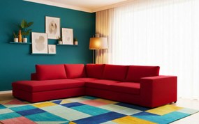 Γωνιακός καναπές Carla-Δεξιά-260φ 200β-Κόκκινο