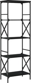 vidaXL Βιβλιοθήκη 5 Επιπέδων Μαύρη 59 x 35 x 171 εκ. από Επεξεργ. Ξύλο