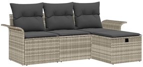 vidaXL Σετ Καναπέ Κήπου με μαξιλάρι με αποθήκευση 4 pcs Πολυ ράταν