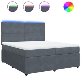 vidaXL Κρεβάτι Boxspring με Στρώμα Σκούρο Γκρι 200x200 εκ. Βελούδινο