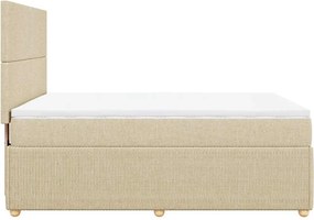 vidaXL Κρεβάτι Boxspring με Στρώμα Κρεμ 140x200 εκ. Υφασμάτινο