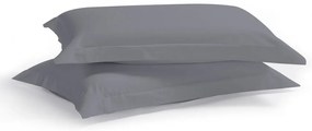 Μαξιλαροθήκες Satin Plain (Σετ 2τμχ) Grey Aslanis Home 50Χ70 100% Βαμβακοσατέν