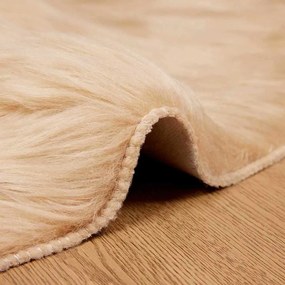 vidaXL Χαλί από τεχνητό πρόβειο δέρμα TAFALLA Μπεζ Ø 120 cm