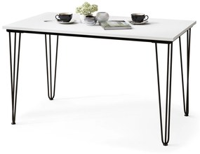 Τραπέζι Glendale 104, Ματ άσπρο, Μαύρο, 75x70x120cm, 28 kg, Πλαστικοποιημένη μοριοσανίδα, Μέταλλο | Epipla1.gr