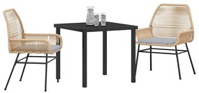 vidaXL Σέτ φαγητού για κήπο 3 pcs Καφέ συνθετικό ρατάν