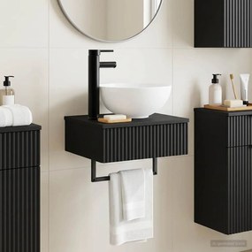 vidaXL Επιτοίχιο έπιπλο νιπτήρα μπάνιου Μαύρο 40 x 35 x 56 cm