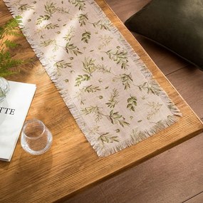 Runner Feuille 358 Beige-Green Gofis Home 28x120 Linen-Polyester