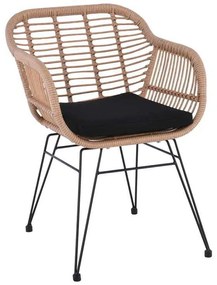Πολυθρ.Μεταλ.Μαύρη/Wicker Φυσικό, SALSA Μαξ.Μαύρο 55x66x76cm
