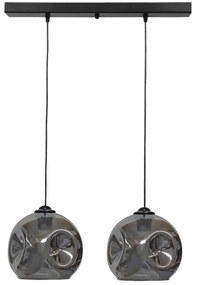 Φωτιστικό Οροφής - Ράγα Pop 02-0394 2/Ε27 Φ20x55x100cm Fume-Black Heronia Μέταλλο,Γυαλί